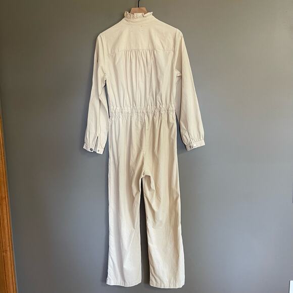 Xirena Harlee Jumpsuit Size Small Bisque Cream Corduroy Ruffle High Neck Chic - Picture 15 of 16